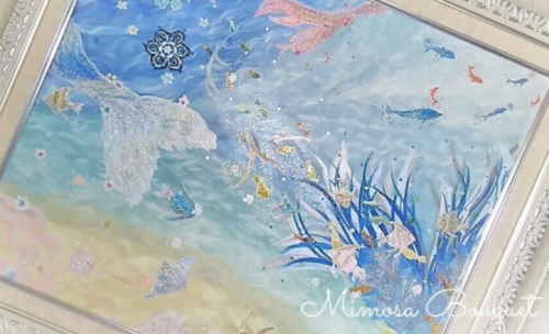 ヒーリングアート「Mermaid」〜海の青色を基調に、海の中の生命たちを楽しそうに表現しました〜【第3回ブルーアート展〜ゴッホと偉人へのオマージュ〜/つくば美術館】展示作品